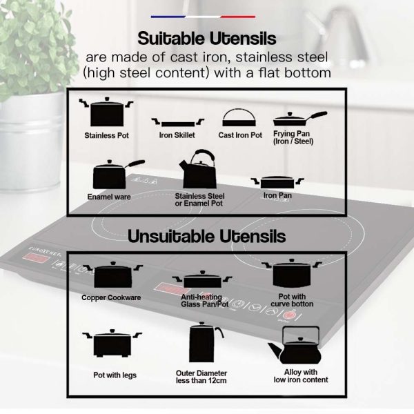 EuroChef Portable Commercial Electric Induction Dual Cooktop 2000W + 1400W | Fast, Safe Cooking - Image 8