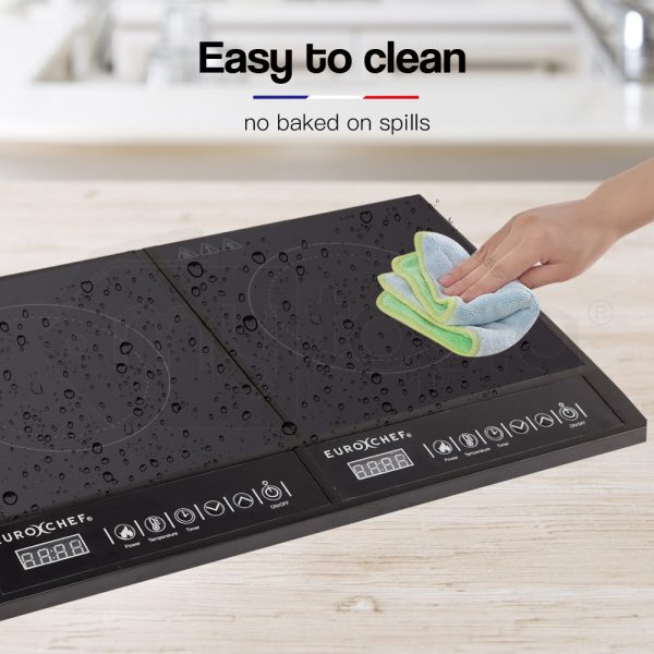 EuroChef Portable Commercial Electric Induction Dual Cooktop 2000W + 1400W | Fast, Safe Cooking - Image 6