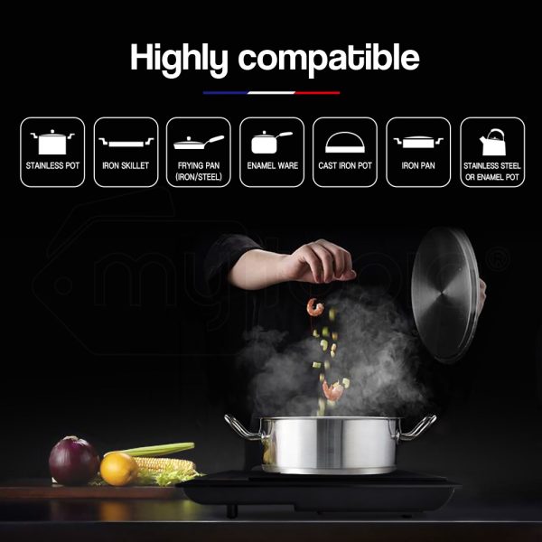 EuroChef Portable Commercial Electric Induction Dual Cooktop 2000W + 1400W | Fast, Safe Cooking - Image 4