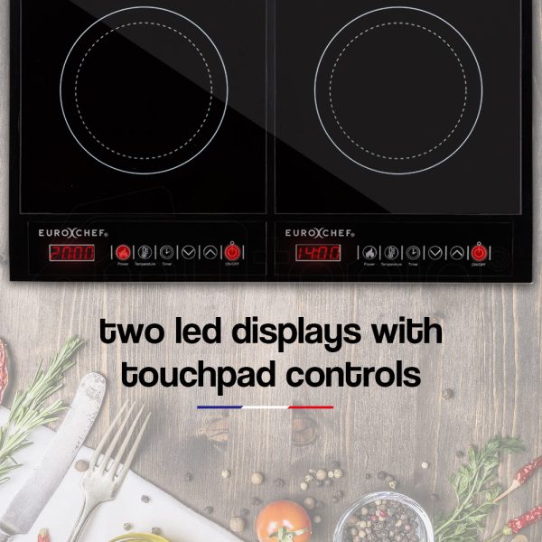 EuroChef Portable Commercial Electric Induction Dual Cooktop 2000W + 1400W | Fast, Safe Cooking - Image 2