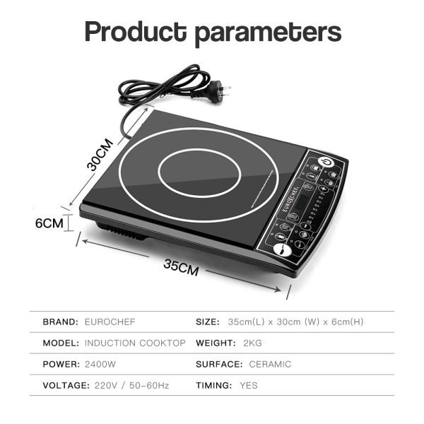 EuroChef EUC-IN30R Portable Electric Induction Cooktop - Image 3