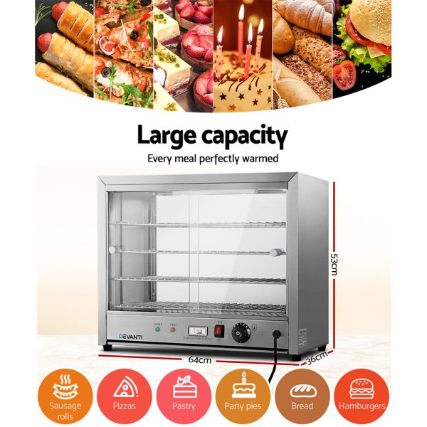 Devanti Commercial Food Warmer Display Cabinet – 64cm | 4-Tier Hot Showcase for Cafés & Events