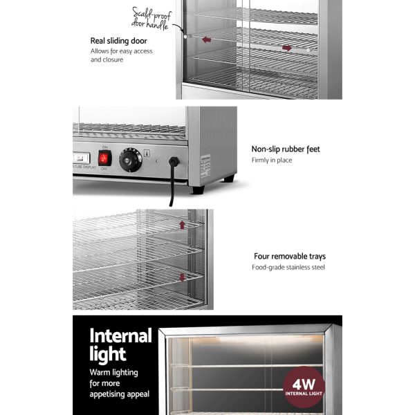 Devanti Commercial Food Warmer Display Cabinet – 64cm | 4-Tier Hot Showcase for Cafés & Events