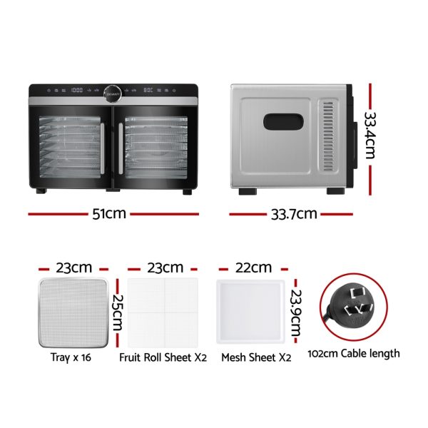 Devanti 16-Tray Dual-Zone Food Dehydrator