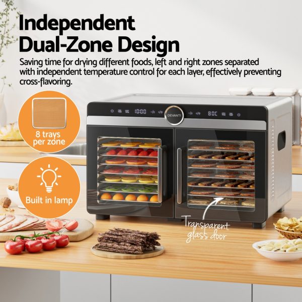 Devanti 16-Tray Dual-Zone Food Dehydrator