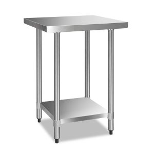 Cefito 610x610mm Stainless Steel Kitchen Bench – 430 Grade with Adjustable Shelf & Feet