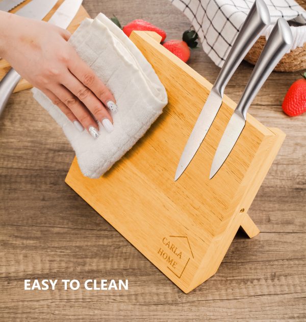 Natural Bamboo Magnetic Knife Block – Strong Magnetic Holder for Kitchen Storage & Organisation