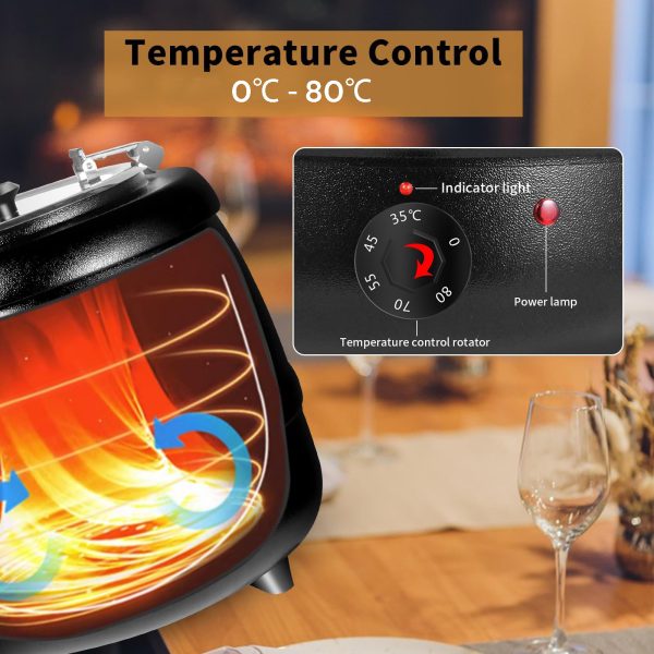 10L Commercial Electric Buffet Food Warmer – Black | Insulated Soup Warmer for Events & Catering