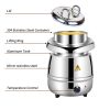 13L Electric Buffet Food Warmer | Commercial Soup Warmer with Stainless Steel Pot & Lid