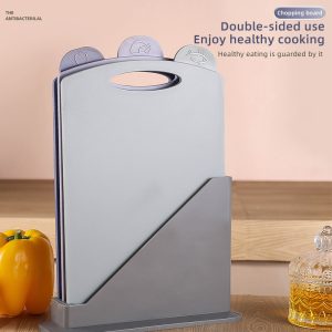 3-Piece Antibacterial Chopping Board Set | Double-Sided Kitchen Boards with Food Tabs & Stand