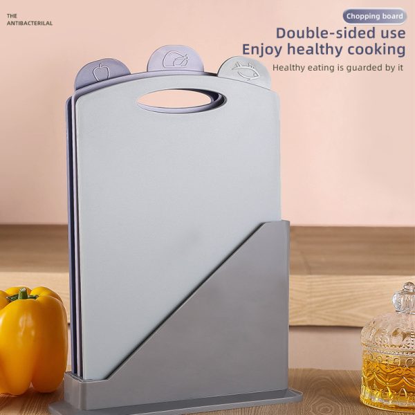 3-Piece Antibacterial Chopping Board Set | Double-Sided Kitchen Boards with Food Tabs & Stand
