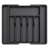 Black Adjustable Polypropylene Kitchen Drawer Organizer – 8 Compartments, Large Capacity