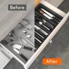 Black Adjustable Polypropylene Kitchen Drawer Organizer – 8 Compartments, Large Capacity