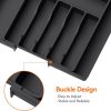 Black Adjustable Polypropylene Kitchen Drawer Organizer – 8 Compartments, Large Capacity