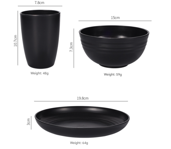 Stylish White Wheat Straw Dinnerware Set – 24 Pieces (Plates, Bowls & Cups) - Image 3