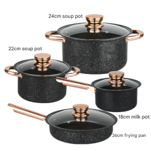 8-Piece Stainless Steel Cookware Set with Maifan Stone Non-Stick Coating