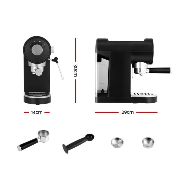 Devanti 20 Bar Coffee Machine Espresso Café Maker – Black - Image 2