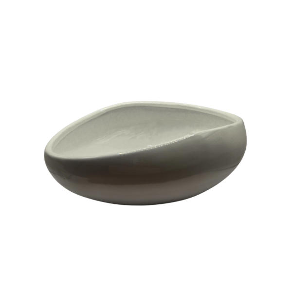 Half Oval Bowl White Glazed Terracotta - Image 4