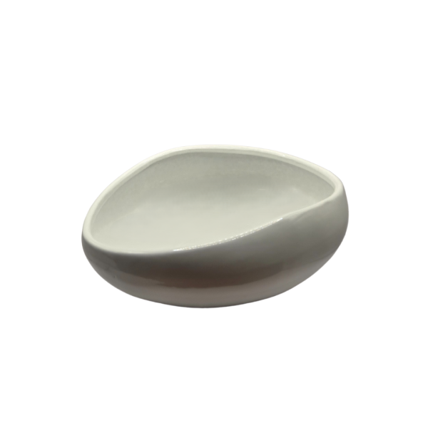 Half Oval Bowl White Glazed Terracotta - Image 3