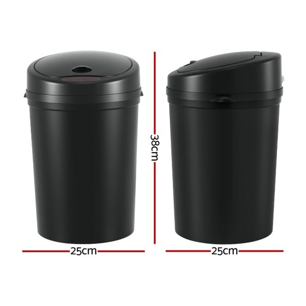 Devanti 9L Motion Sensor Bin – Black | Hands-Free Kitchen & Bathroom Trash Can - Image 2