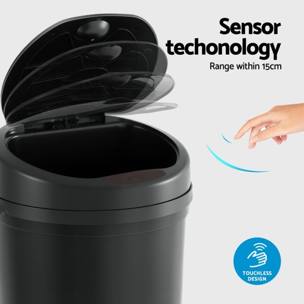 Devanti 9L Motion Sensor Bin – Black | Hands-Free Kitchen & Bathroom Trash Can - Image 3