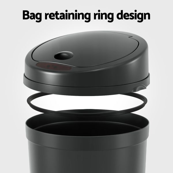 Devanti 9L Motion Sensor Bin – Black | Hands-Free Kitchen & Bathroom Trash Can - Image 4