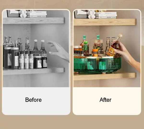 Transparent Luxury Rotating Storage Rack – Spice Organizer for Kitchen or Desk