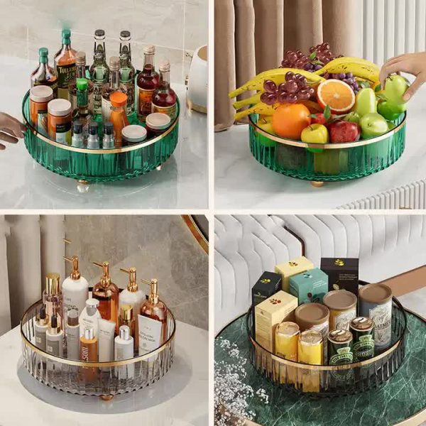 Transparent Luxury Rotating Storage Rack – Spice Organizer for Kitchen or Desk