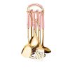 7-Piece Pink Gold Stainless Steel Kitchen Utensil Set | Cooking Tools with Stand