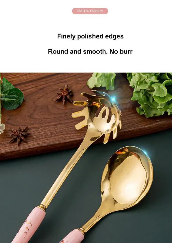 7-Piece Pink Gold Stainless Steel Kitchen Utensil Set | Cooking Tools with Stand