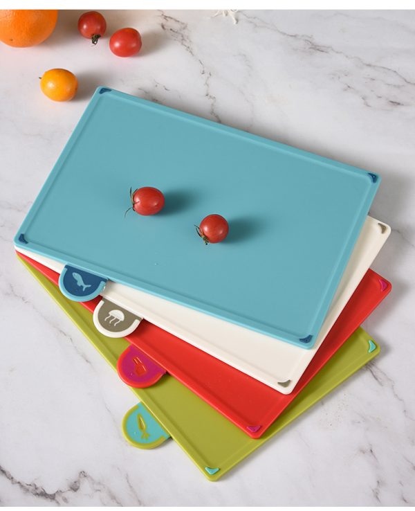 Colourful 4-Piece Index Cutting Board Set – Non-Slip, Food-Safe PP with Storage Stand - Image 2